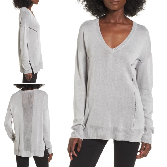 ASTR The Label, Open Lines V-Neck Sweater, S - Picture 1 of 7